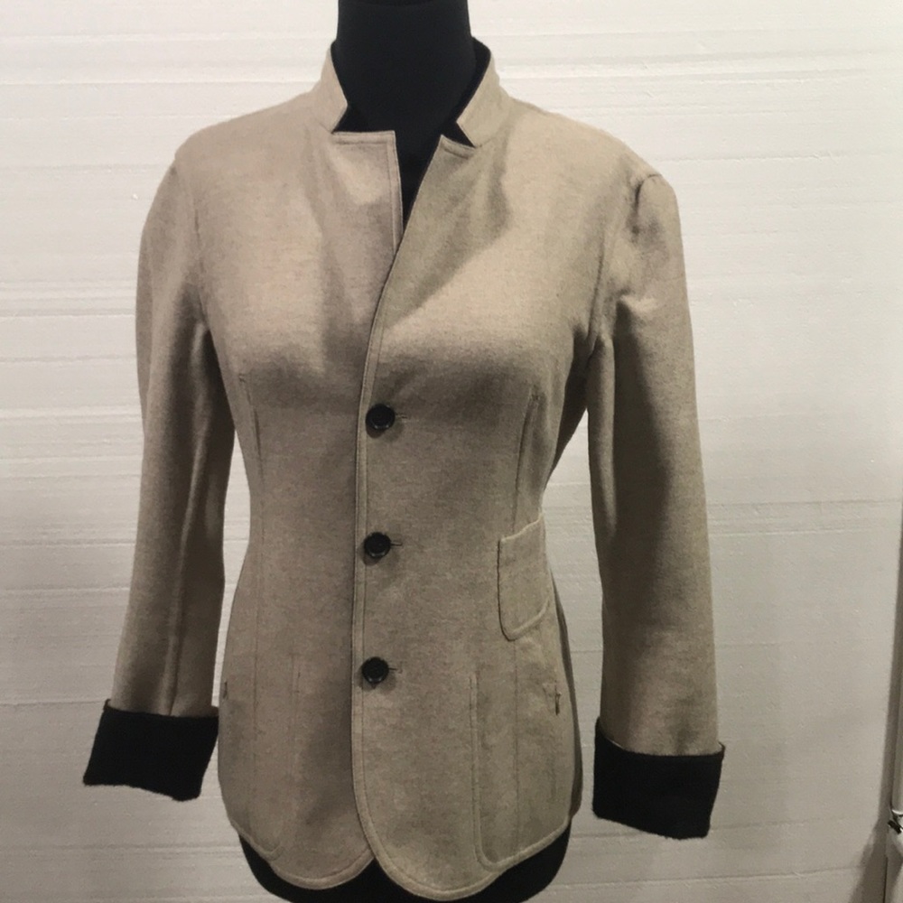 Akris wool/angora reversible jacket gray/beige